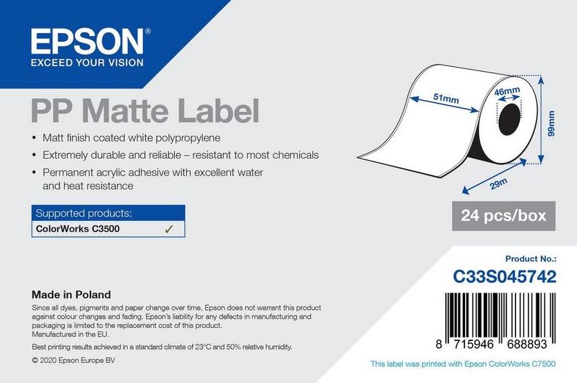 Epson PP Matte Label – Endlosrolle 51 mm x 29 m